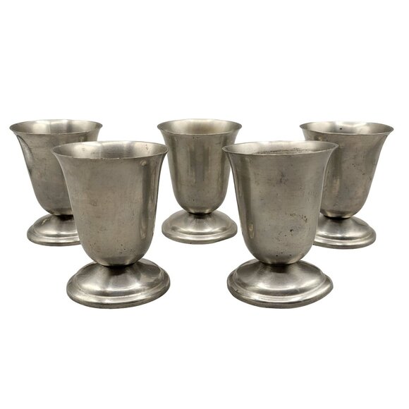 Continental Silver Co Pewter Goblets Communion Wine Cups #978 Set of 5 - Picture 3 of 9